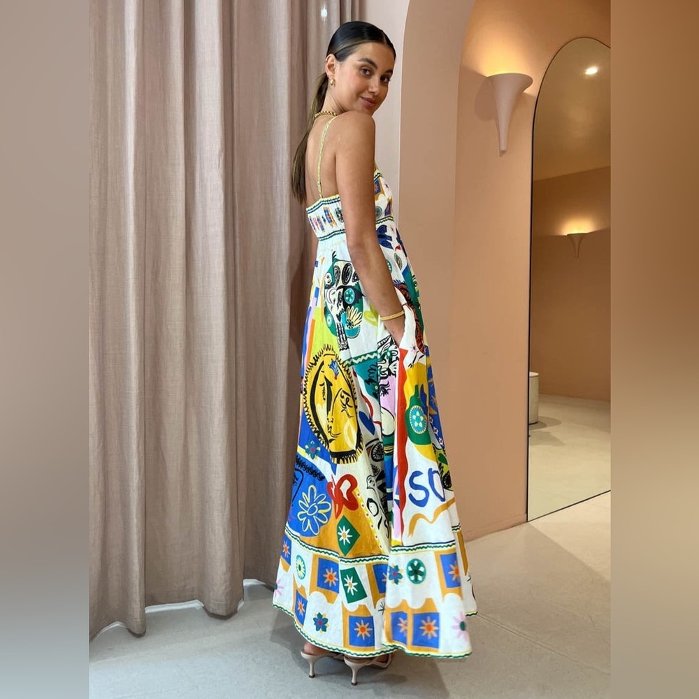 NIP-Le Soleil Graphic High Waisted Dress w/pockets - Picture 4 of 10